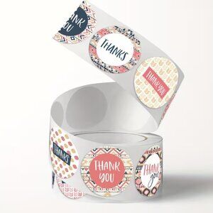 🌺 🌺 🌺 500 Thank You Stickers Roll (1 Inch), New
